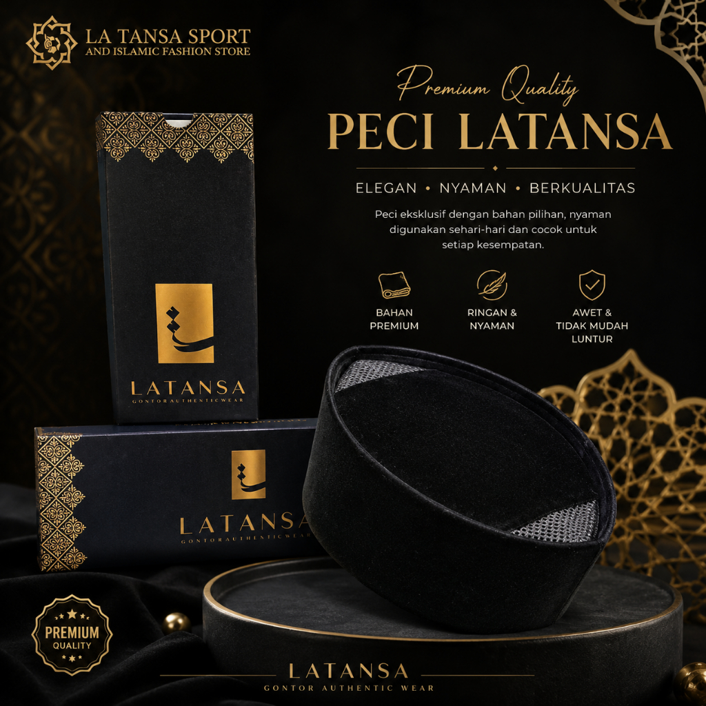 Peci Songkok GONTOR AC Hitam Berkualitas – Cocok untuk Santri, Dewasa, Haji, & Ibadah Sehari-hari