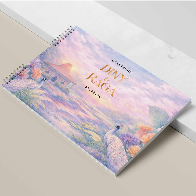 BUKU TAMU PERNIKAHAN HARD COVER DESIGN TEMPLATE JILID SPIRAL CETAK FULL COLOUR
