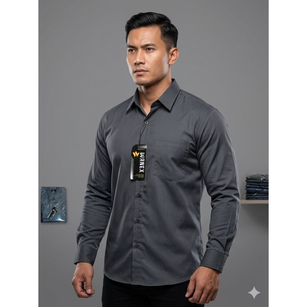 Kemeja Polos Pria Lengan Panjang Kemeja Casual Bahan Toyobo Hem Kantor