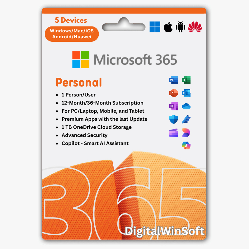 Micrsoft Offlce 365 Personal - Subscription Plans | 5 Device + 1 TB OneDrive | Original & Resmi