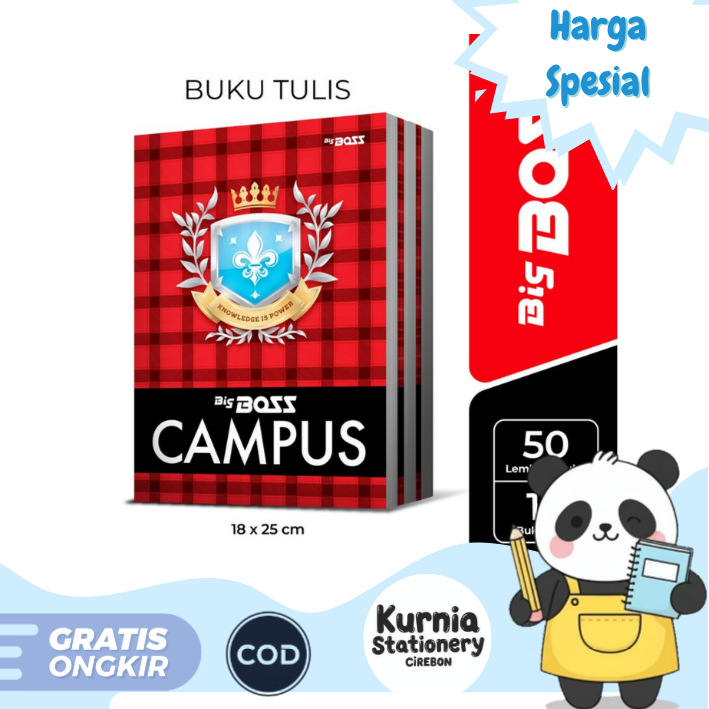 Big Boss Campus Buku Tulis / Big Boss Kampus / Buku Tulis 50 Lembar (1 Pack isi 10 Buku)