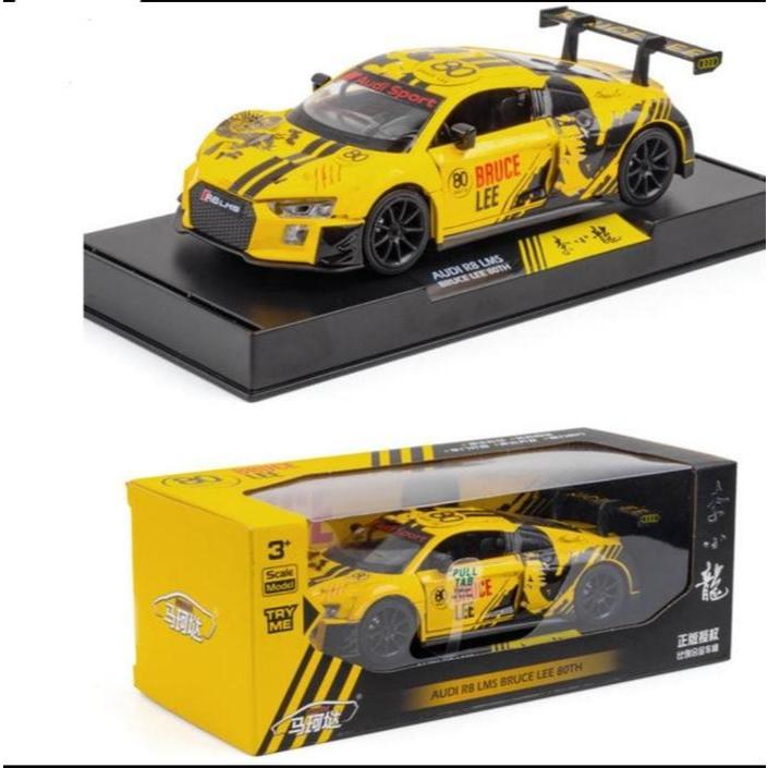 DIECAST MINIATUR MOBIL AUDI R8 LMS BRUCE LEE 80TH LIMITED EDITION SKALA 1 : 32 METAL SERIES