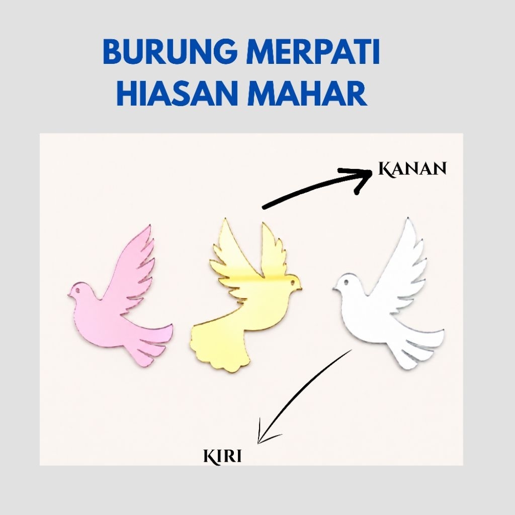 BURUNG MERPATI AKRILIK | BURUNG MERPATI SEPASANG | BURUNG MERPATI HIASAN MAHAR | SCRAPBOOK | HIASAN 