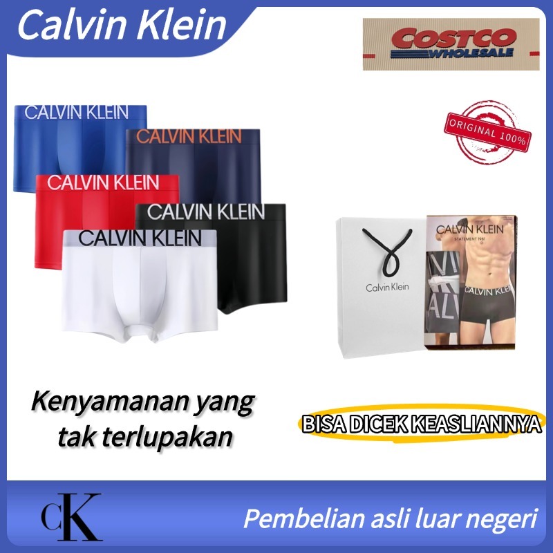 Celana Dalam Pria Calvin Klein 3 Pcs Ice Silk Boxer Shorts Breathable Anti-Bacterial Mid Waist