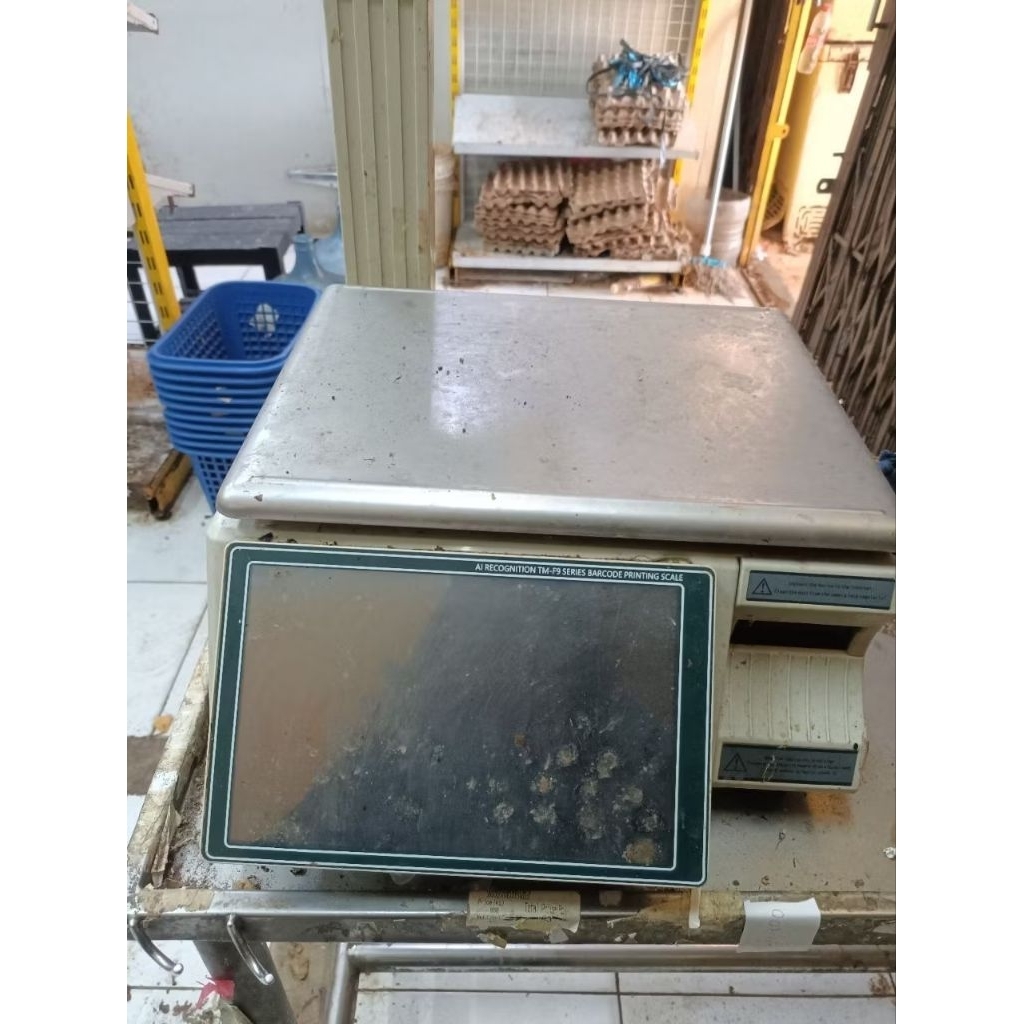 Second Preloved Timbangan Buah Sayur Tipe TM-F9 Intelligent AI barcode scale Kondisi Hidup