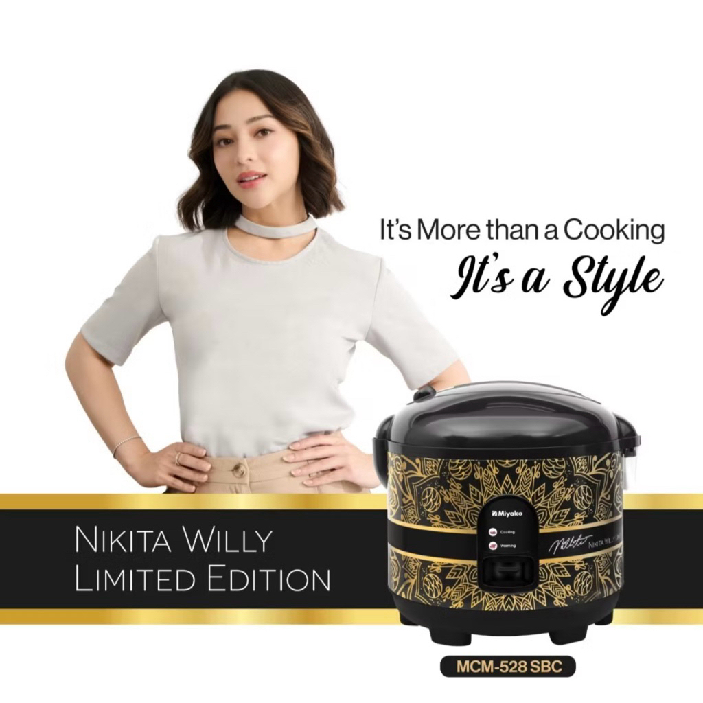 MiYAKO Penanak Nasi Rice Cooker Magic Com Limited Edition x NiKiTA WiLLy : Motif = BATiK Hitam & EMa