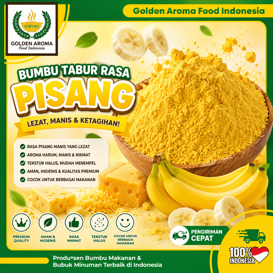 Bumbu Tabur Rasa Buah Pisang, Jual Bubuk Tabur Buah Pisang Murah Enak, Banana Seasoning Powder GAFI