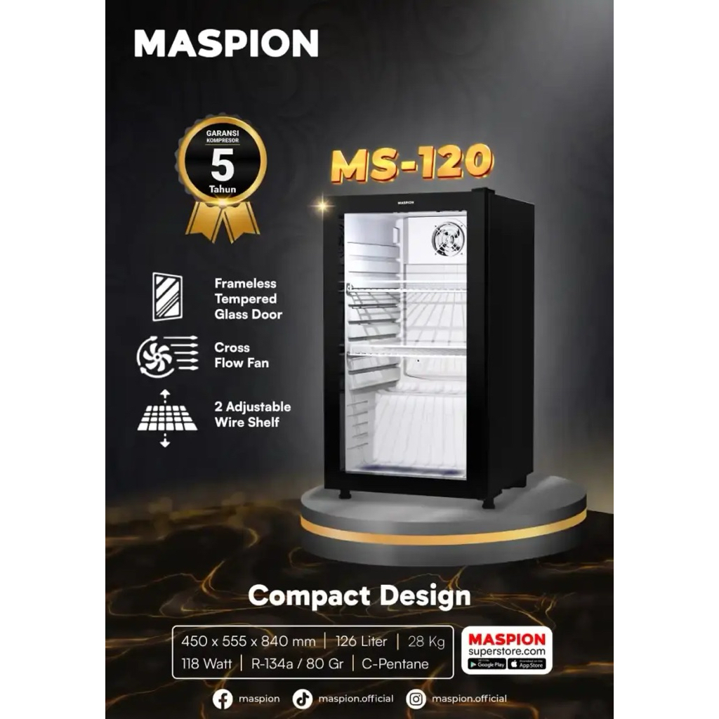 MASPION SHOWCASE MS-120 BK (126L) PENDINGIN MINUMAN MASPION