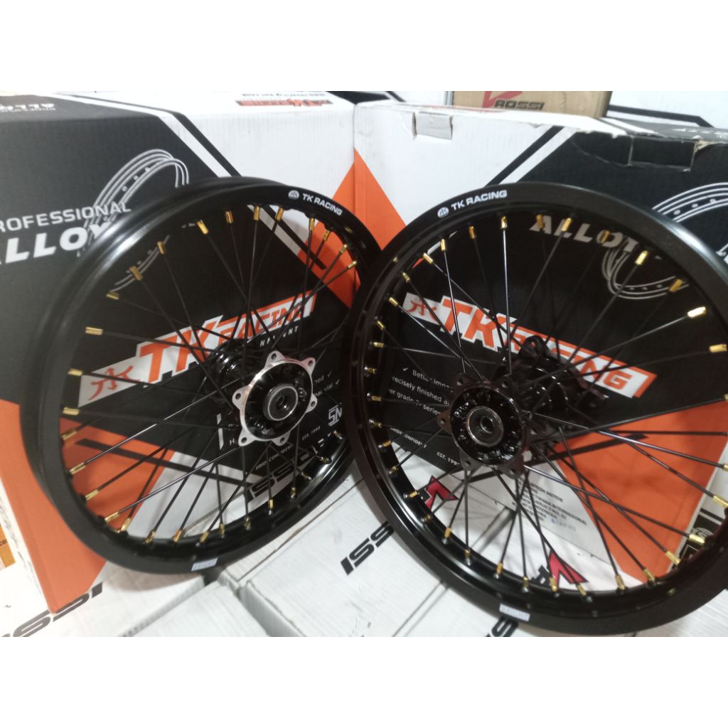 velg / pelek TK racing klx 150 bf 150 dtracker 150 RBT hole 36 sudah di stel/rakit ring 17/17 double