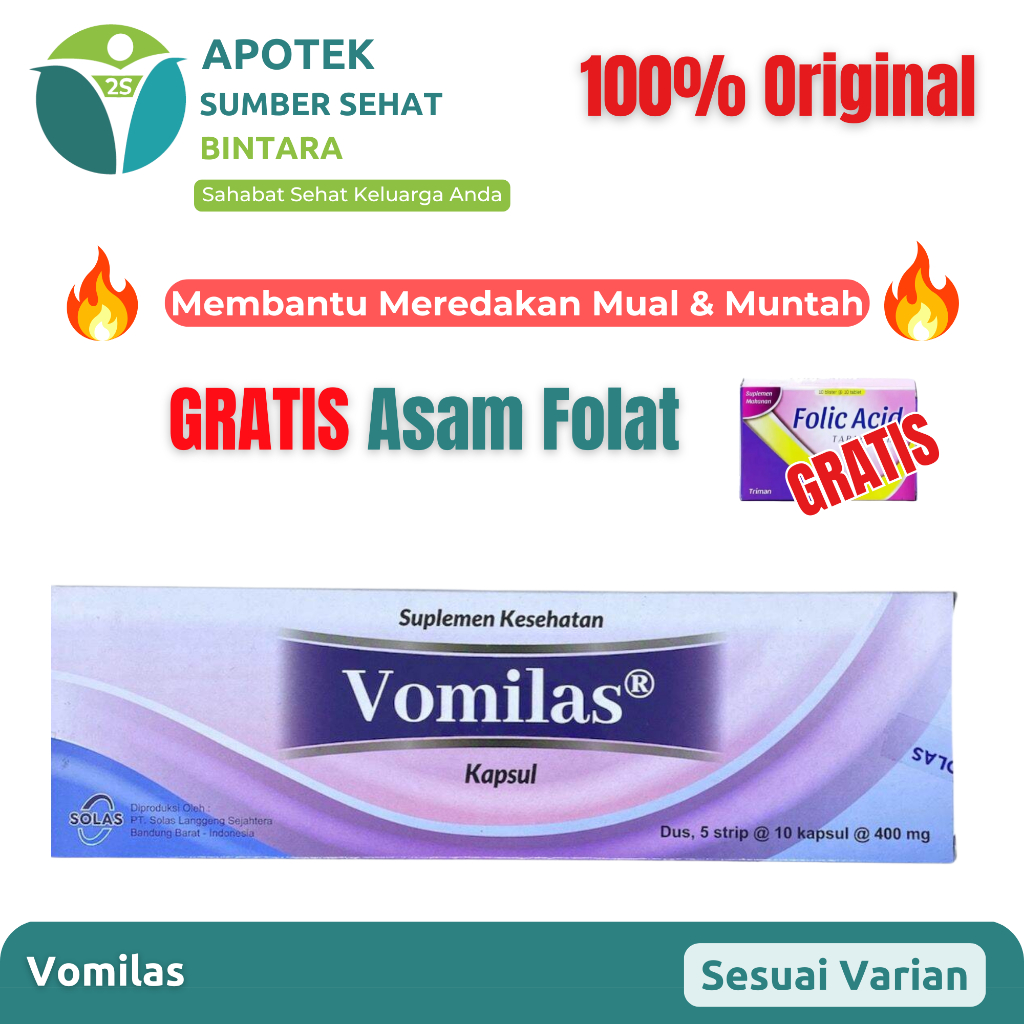 [1 BOX] Vomilas | Suplemen Ibu Hamil | Bantu Kurangi Mual