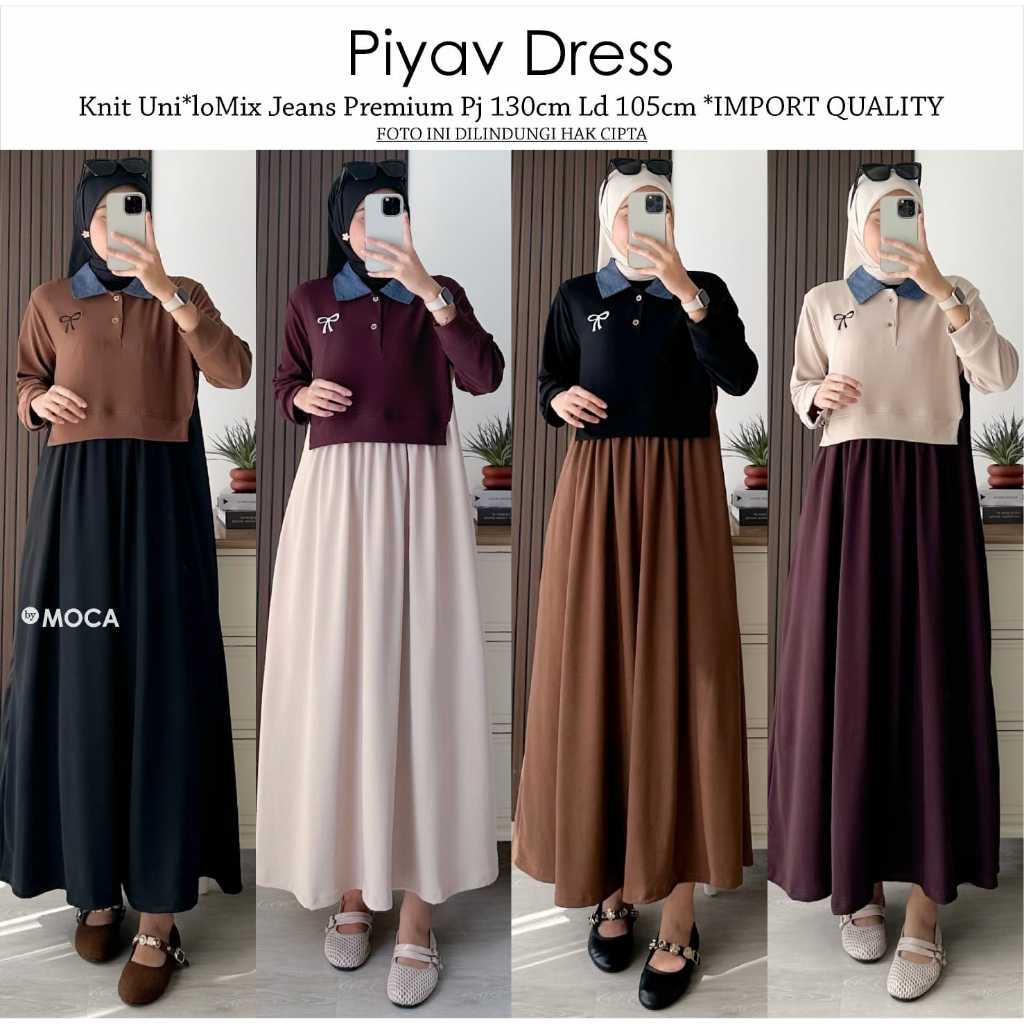 gamis dress wanita kekinian piyav dress by moca