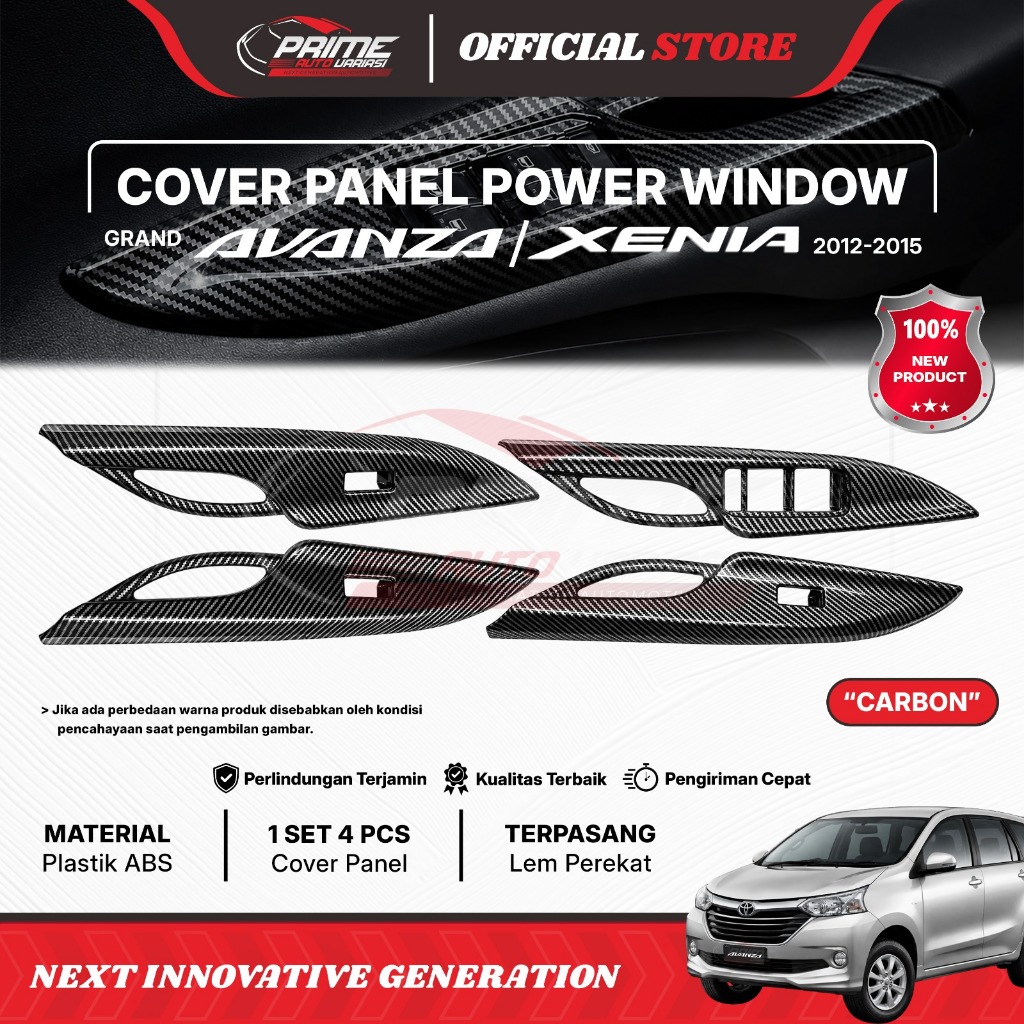 Cover Panel Doortrim PowerWindow Power Window Panel CARBON All New Avanza 2012 2013 2014 2015