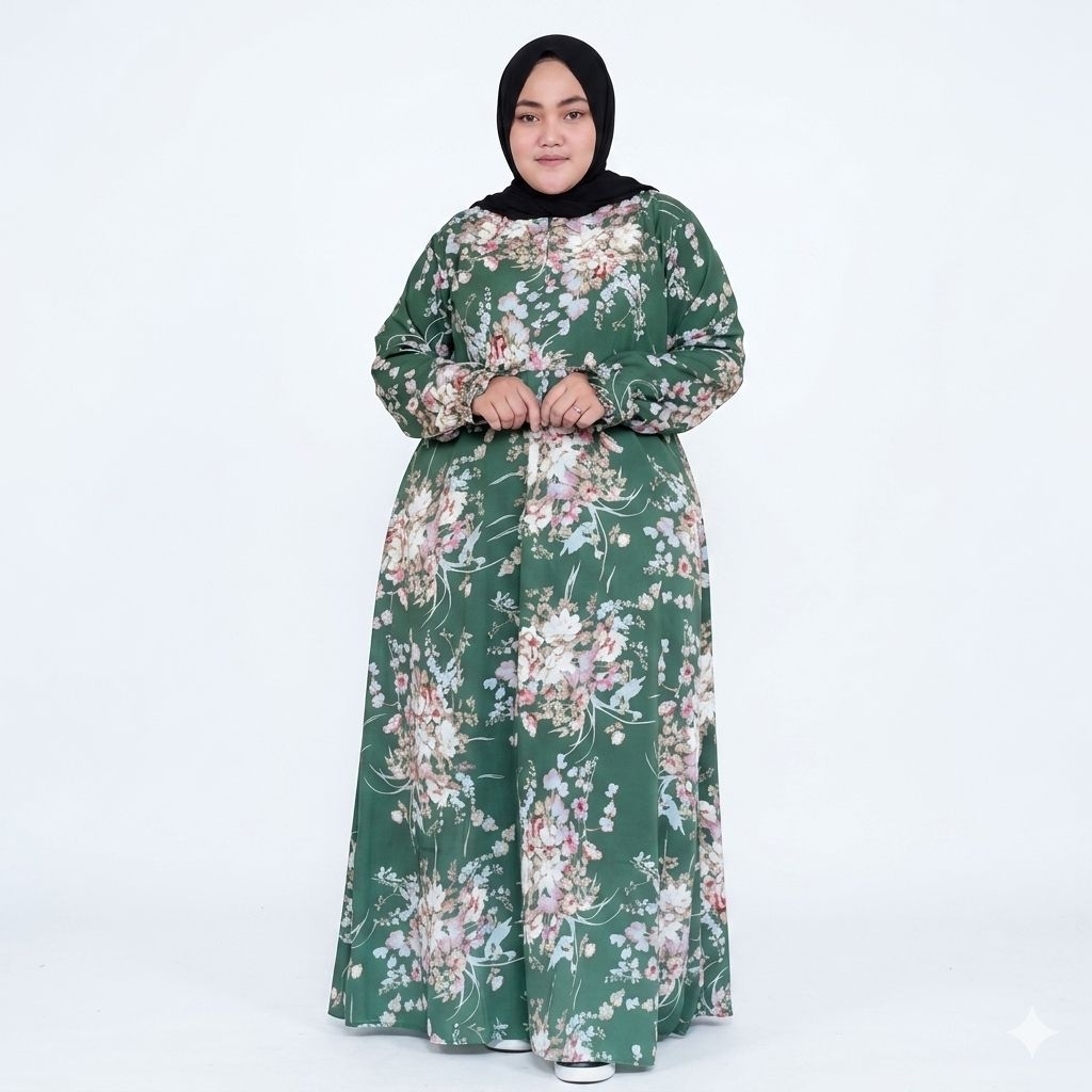 LD 140 LD 150 Gamis Jumbo Superjumbo Gamis Jumbo Superjumbo Susye XL XXL XXXL 4L Monalisa Hijau