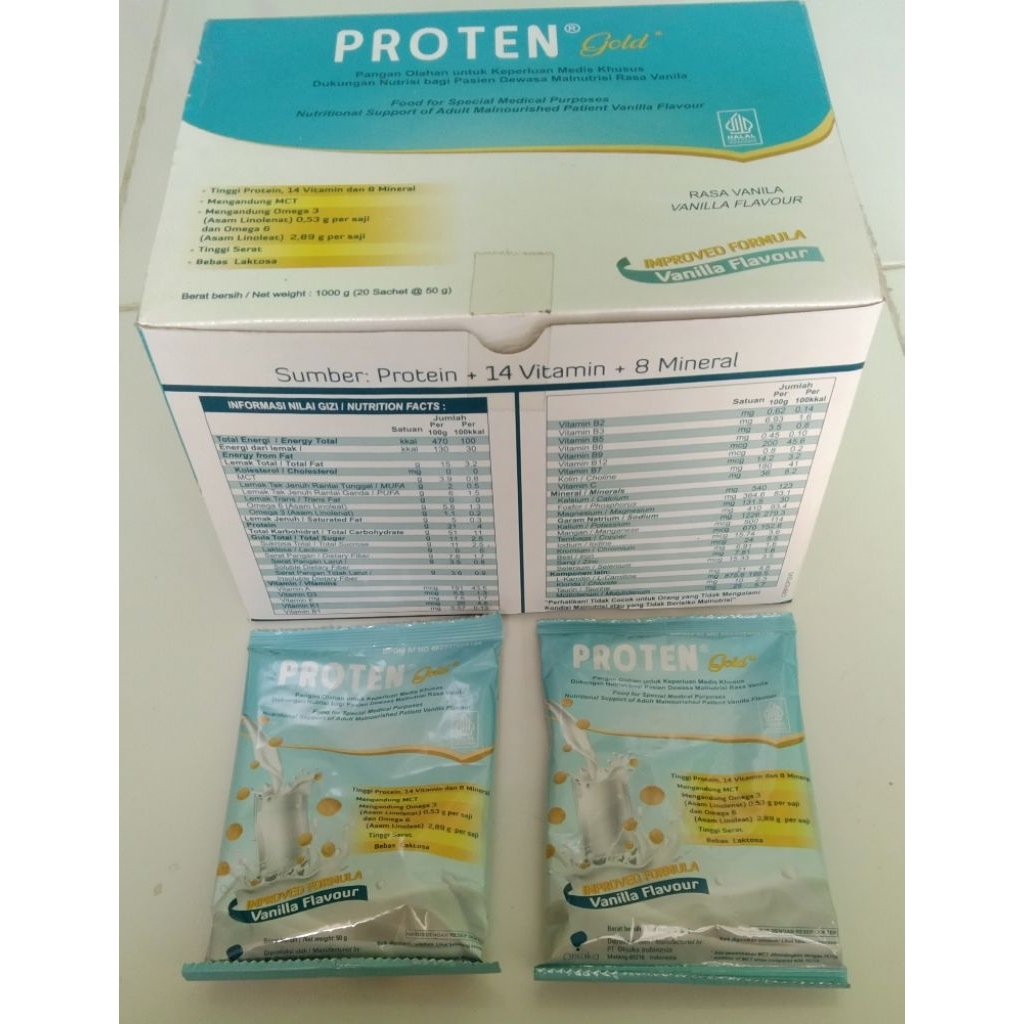 Proten Gold Proteksi Nutrisi, Rasa Vanilla, Tinggi Protein