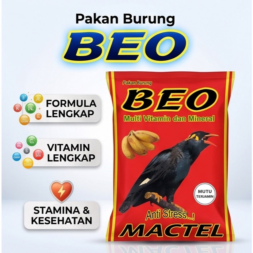 Pakan Burung Beo MACTEL BEO Voer Anti Stress - Multivitamin & Mineral Tinggi Protein