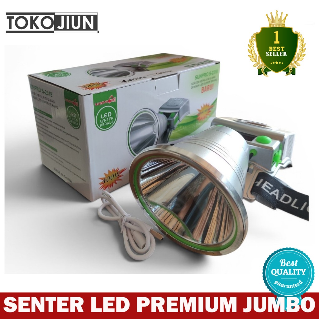 Sunpro Headlamp Premium Jumbo LED Senter Kepala LED Sunpro SL2318 400 Watt Senter LED