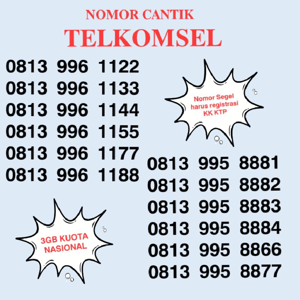 NOMOR CANTIK SIMPATI 11DIGIT kartu Perdana simPATI kartu Perdana Telkomsel