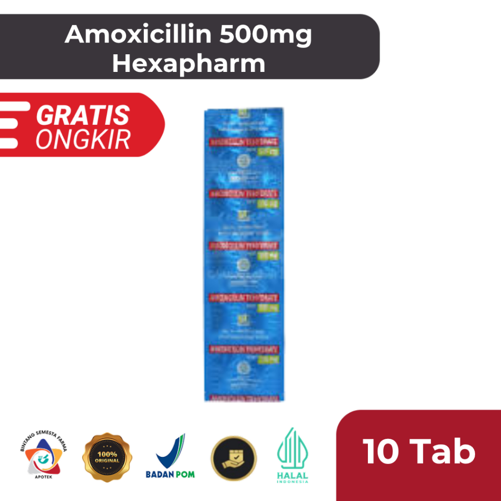 AMOXICILLIN GENERIK HJ 500 MG 1 STRIP @ 10 KAPLET