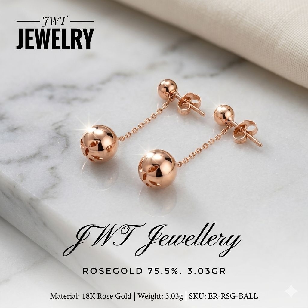 GIWANG ANTING TUSUK EMAS SANDRA DEWI GOLD GOLDEN BALL COLLECTIONS DIO BALL BOLA 1 ANTING BISA JADI 2