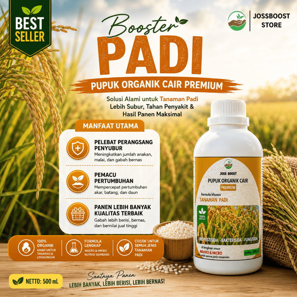 Cod pupuk Booster Padi 500ML / Pupuk Pelebat Tanaman Padi Pemacu Tumbuh Bunga dan Buah Anti Rontok /