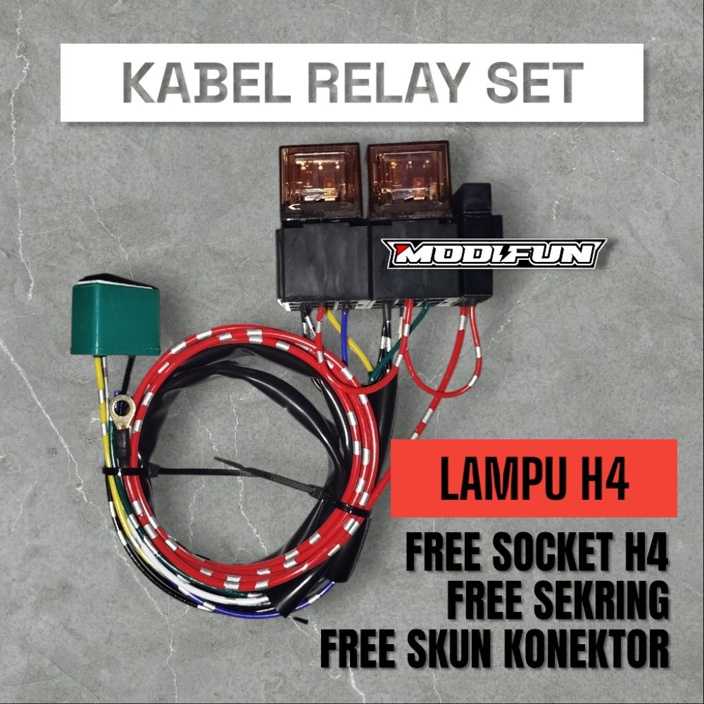Relay Set Lampu H4 Motor Mobil Mini Biled