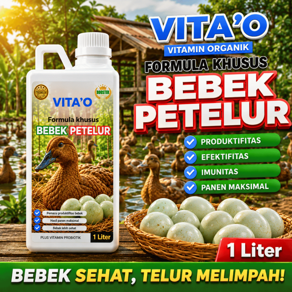 Vitamin Bebek Petelur Terbaik 1 Liter Vita’O Penguat Imun & Penambah Produktivitas