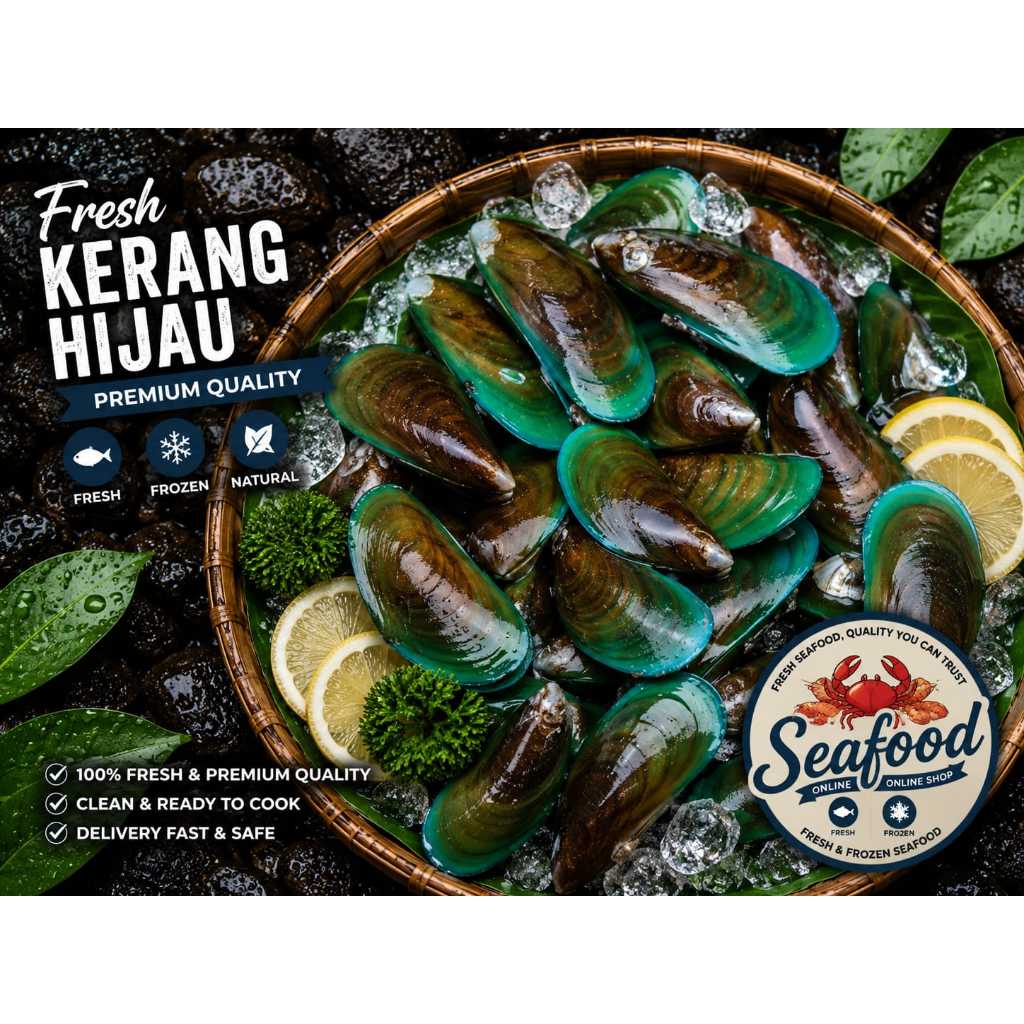 Kerang Hijau Fresh 1 Kg – Kerang Ijo Kerang Frozen Segar Laut Bersih Kotoran Premium Seafood Siap Ma