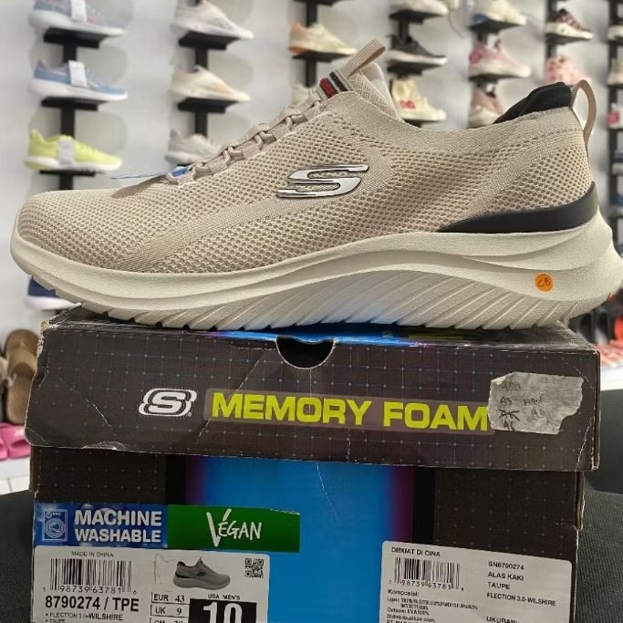 Sepatu Santai Pria Skechers Flection Wilshire Memory Foam - Taupe