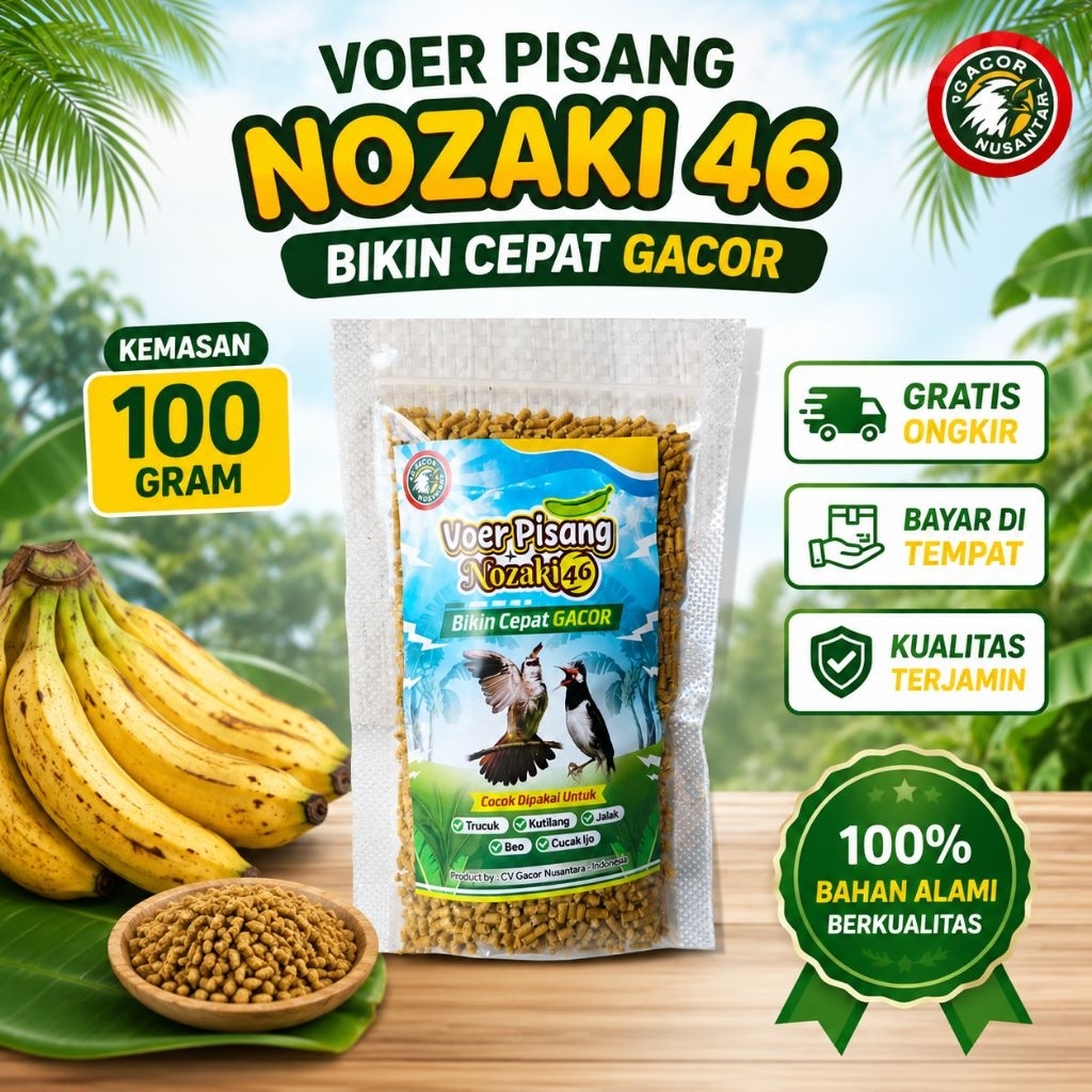 VOER BURUNG RASA PISANG NOZAKI 46 100GRAM Voer trucuk jalak kutilang kacer nutrimix super gacor