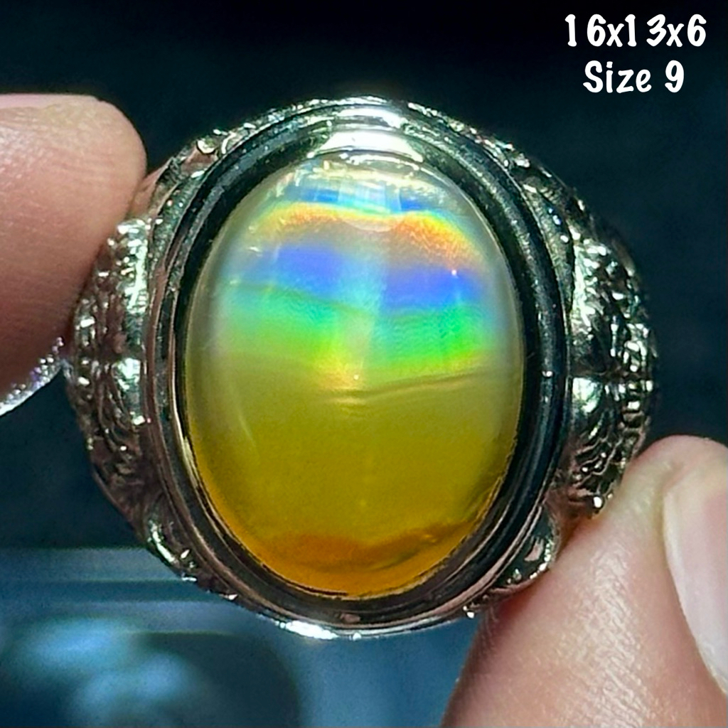 Cincin Batu Akik Natural Iris Junder Pelangi (asli alam)