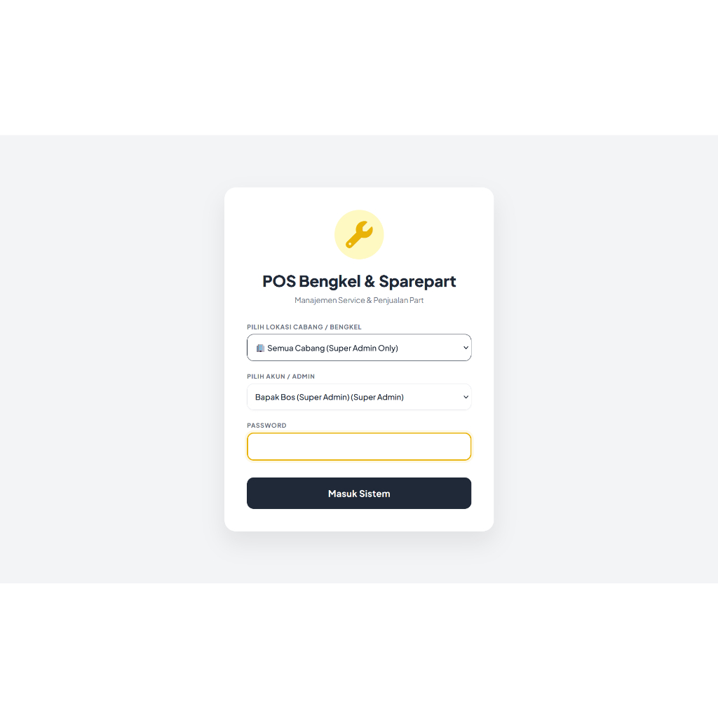 POS Bengkel Multi Cabang Google Apps Script. Tidak Perlu Bayar Langganan Hosting Online. Database Go