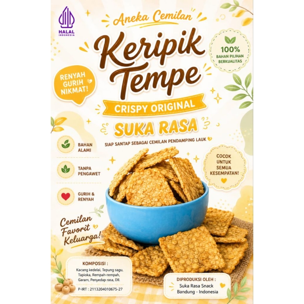 keripik Tempe Crispy / Tempe Bandung Asin gurih 200gram