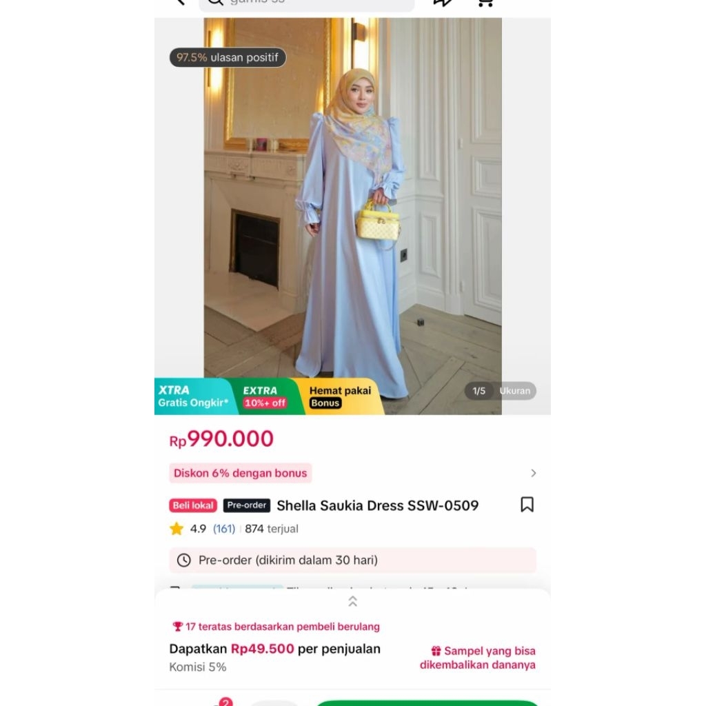 GAMIS MEWAH ORI SHELLASAUKIA