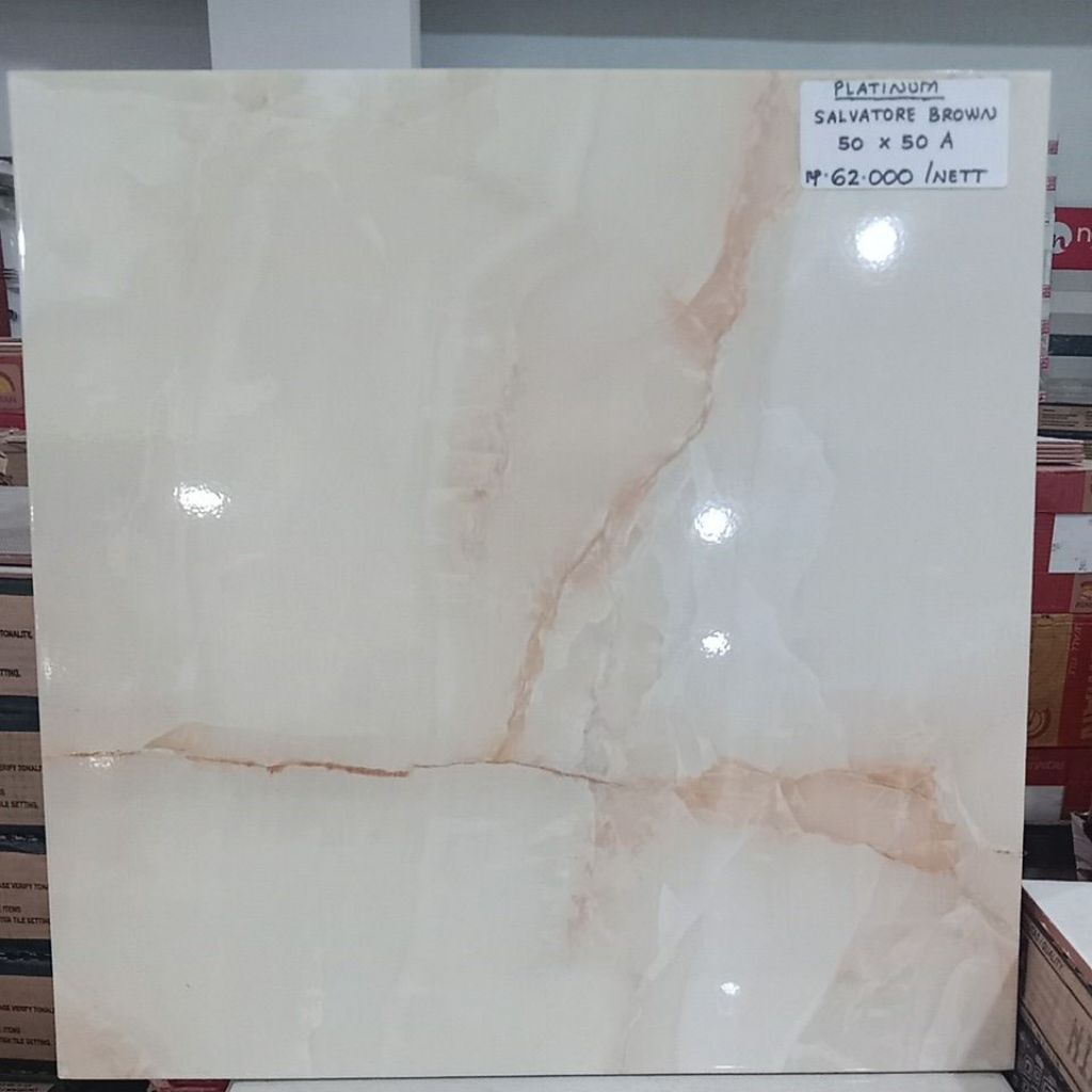 Keramik Lantai Kilap Platinum Salvatore Brown 50x50 Kw1