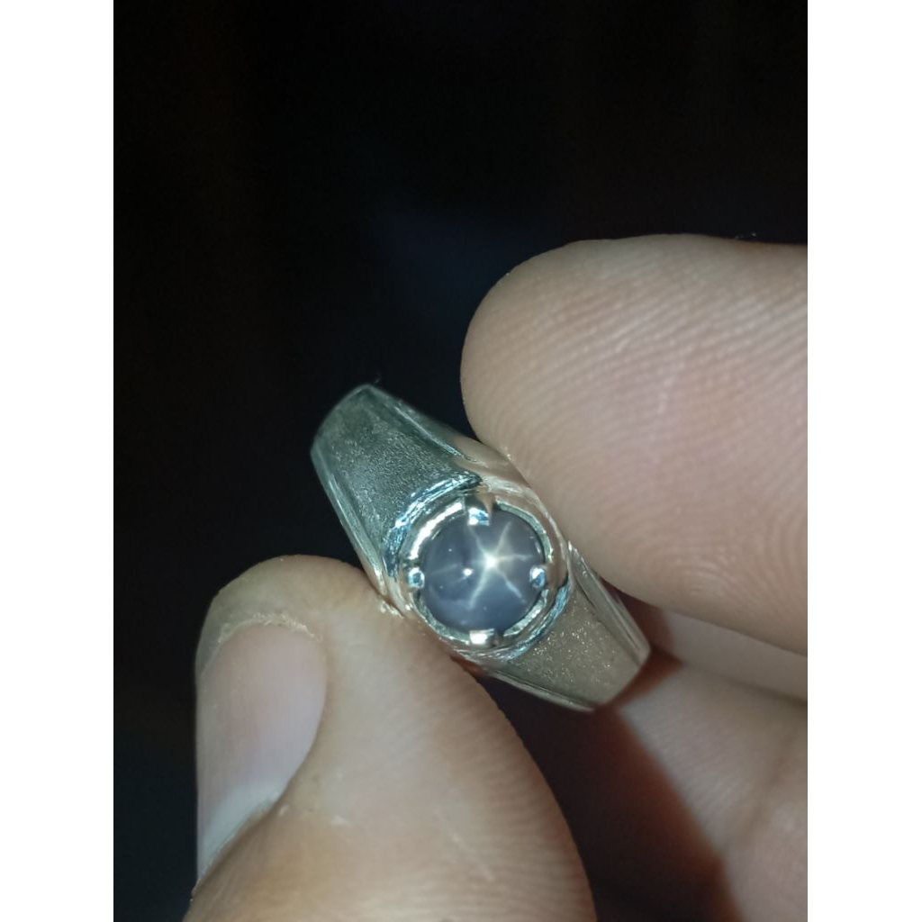 star blue safir Ceylon Srilanka ring perak