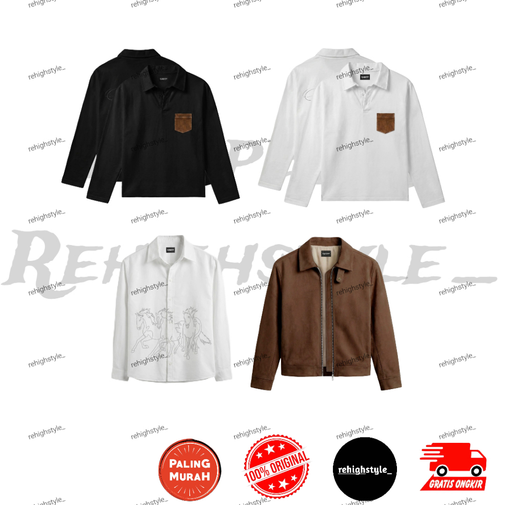 LONGSLEEVE SAINTP POLO SHIRT - ALL COLOURS / LONGSLEEVE SAINTP POLO SHIRT BLACK / WHITE / KEMEJA EMB
