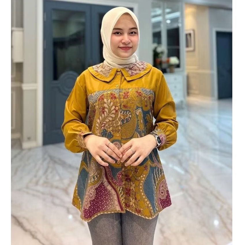 Kemeja Tunik Mix batik Krah Baby || Edness Kayla