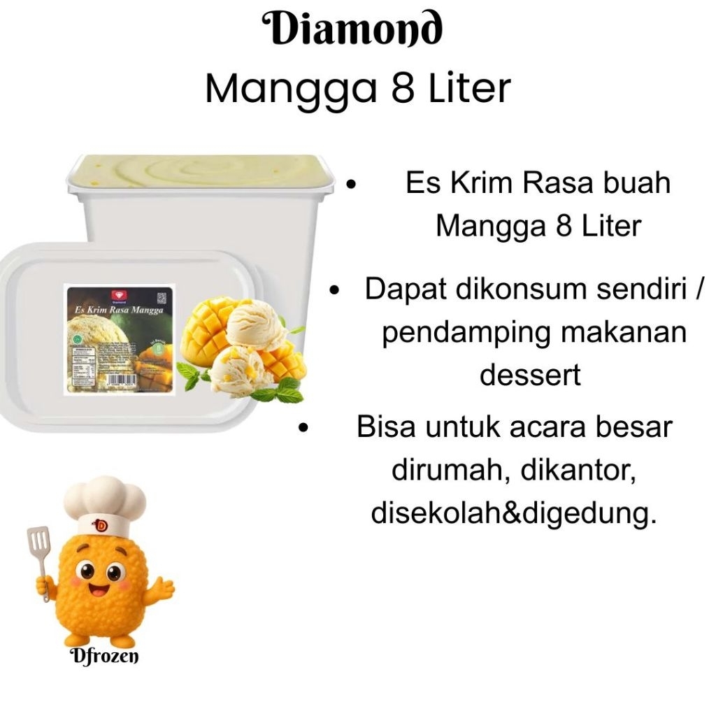 Es Krim Diamond Mangga 8liter Ice Cream Box Kotak Lembut Creamy Rasa Dan Wangi Mangga Asli