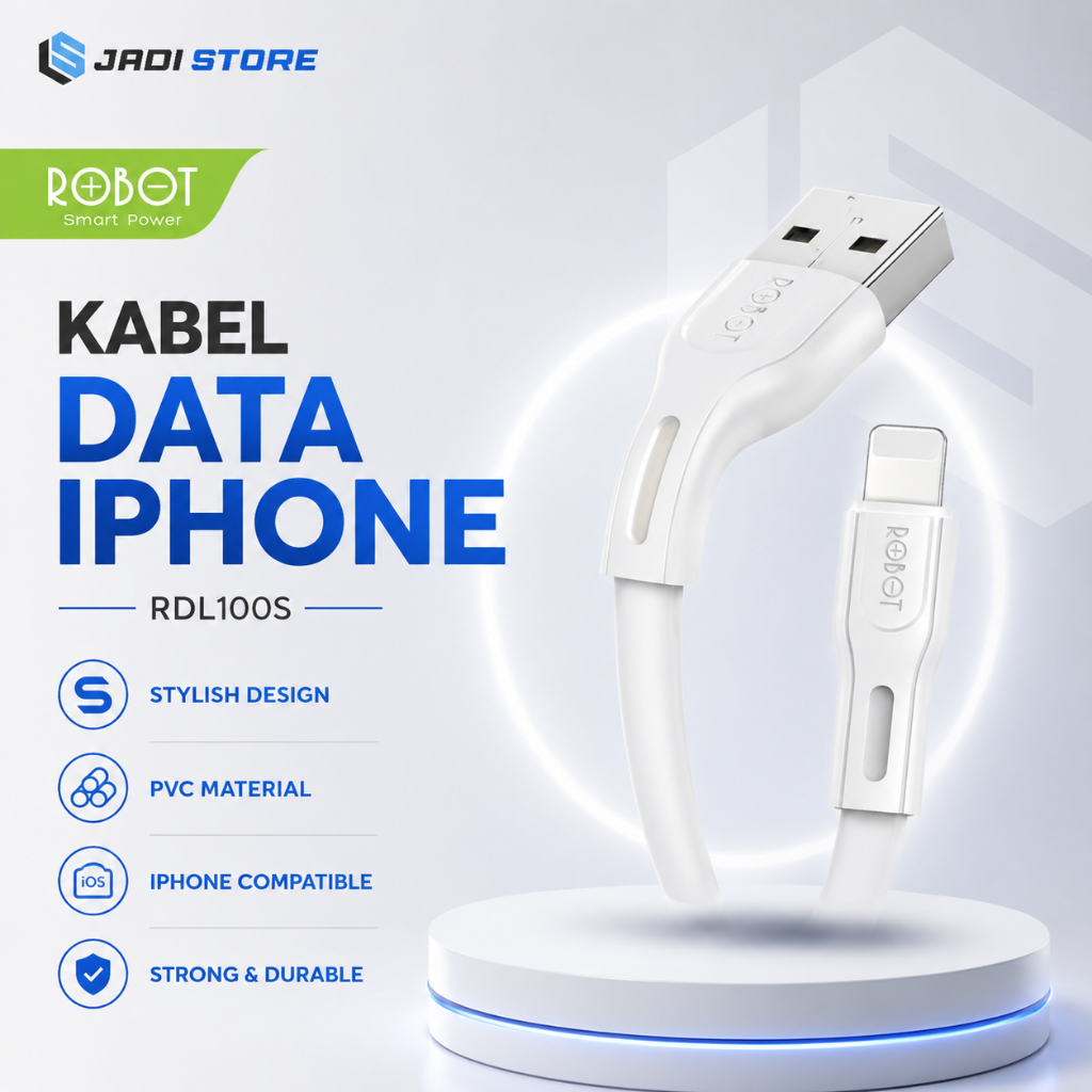 ROBOT Kabel Data Charger iPhone iPad 1M RDL100S Original Garansi Resmi 1 Tahun Kabel Cas Casan Robot