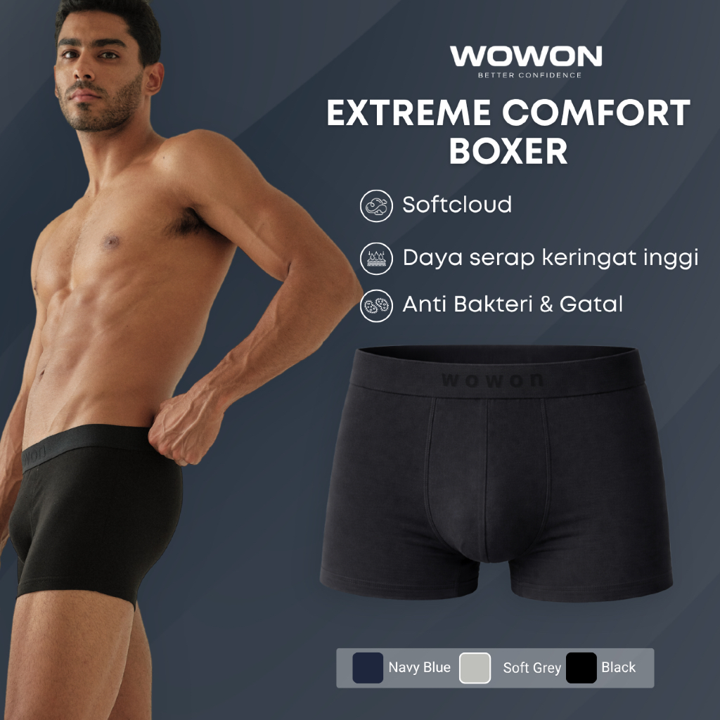 Wowon Men Boxer - Celana Dalam Pria - 3 PCS - Extreme Comfort