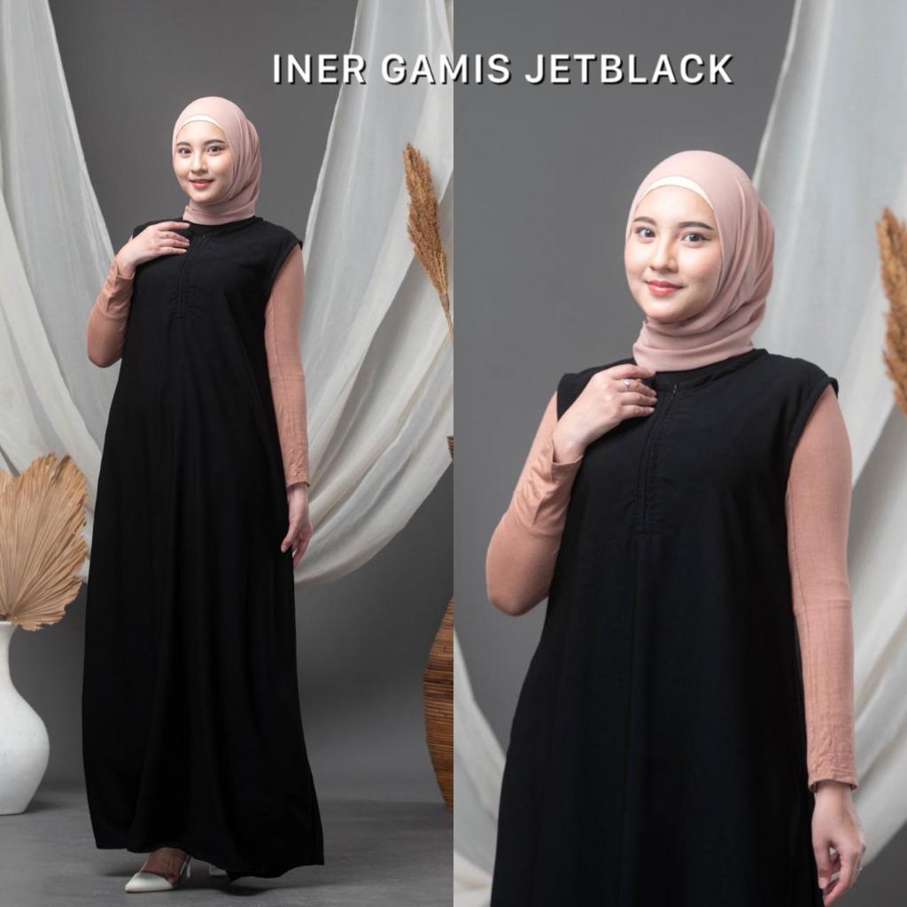 (PRE ORDER) Inner Gamis Tanpa Lengan Polos Jetblack Premium Jumbo