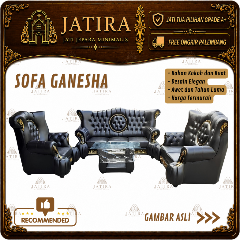 Sofa Tamu Kulit Ganesha | Sofa Tamu Mewah Murah Palembang