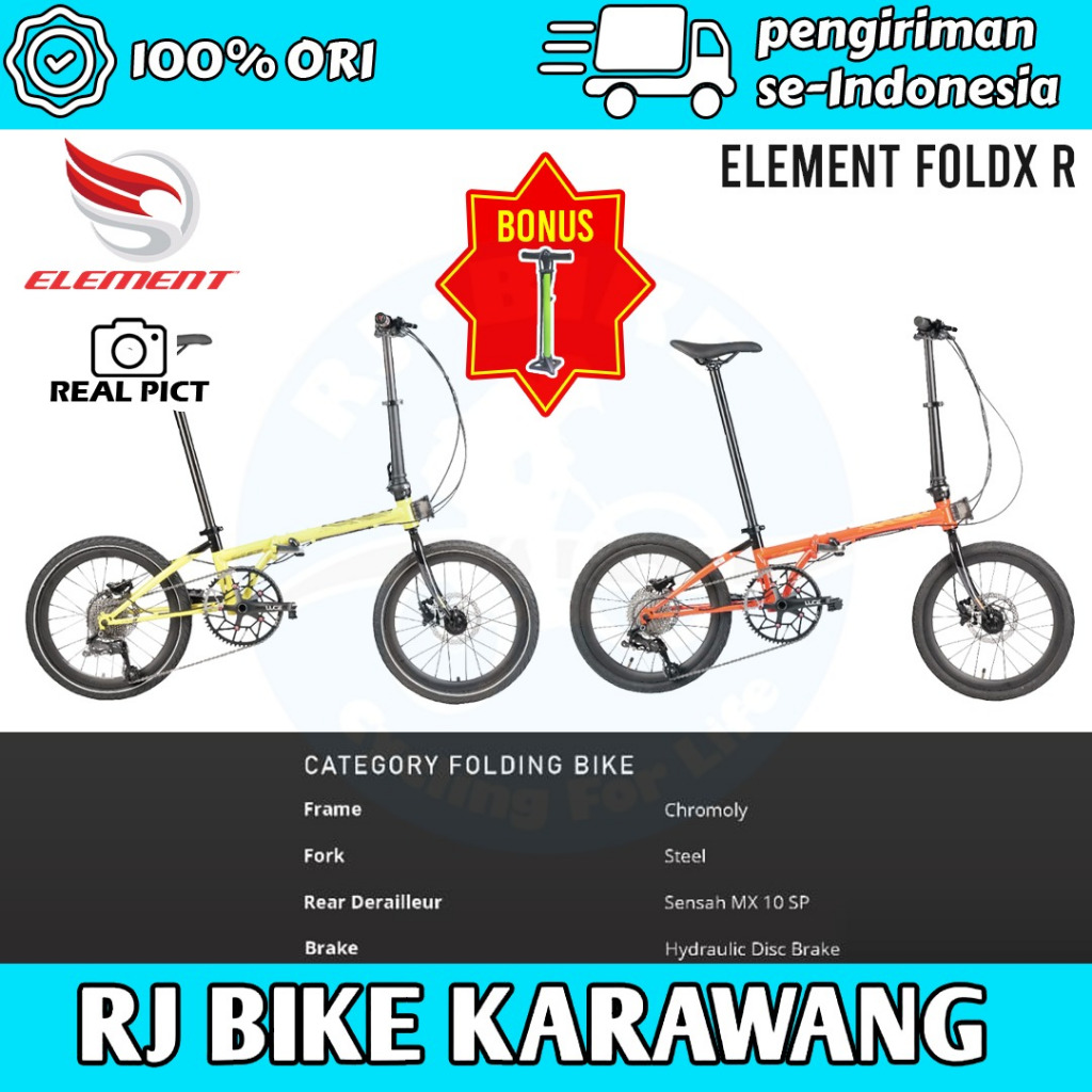 PROMO SEPEDA LIPAT ELEMENT FOLDX R 10 SPEED SEPEDA LIPAT 20 INCH ELEMENT FOLDX REM HIDROULIC