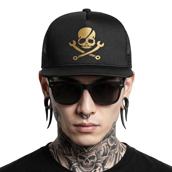 Superman Is Dead - Logo Gold Black - Cap / topi trucker jaring