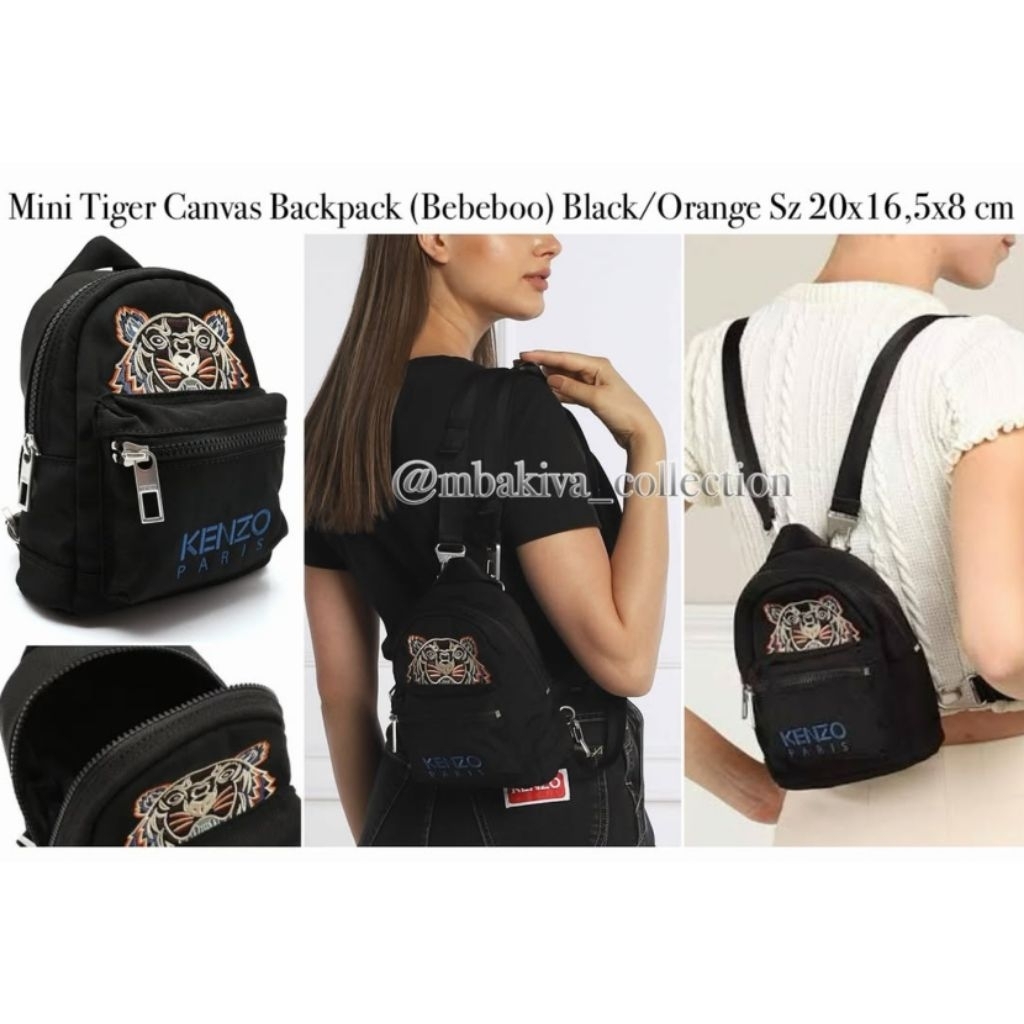 KNZ Mini Canvas Backpack (Bebeboo) Black/Orange