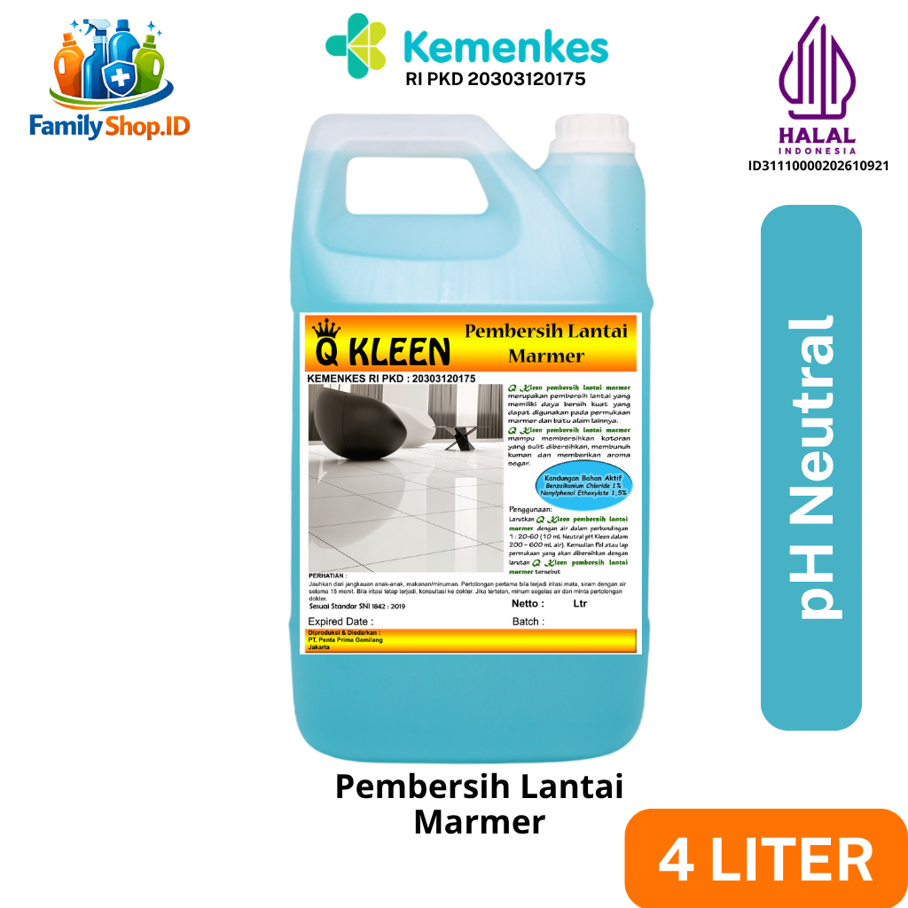 Q KLEEN Pembersih Lantai Marmer 4 Liter pH Neutral Merawat Marmer