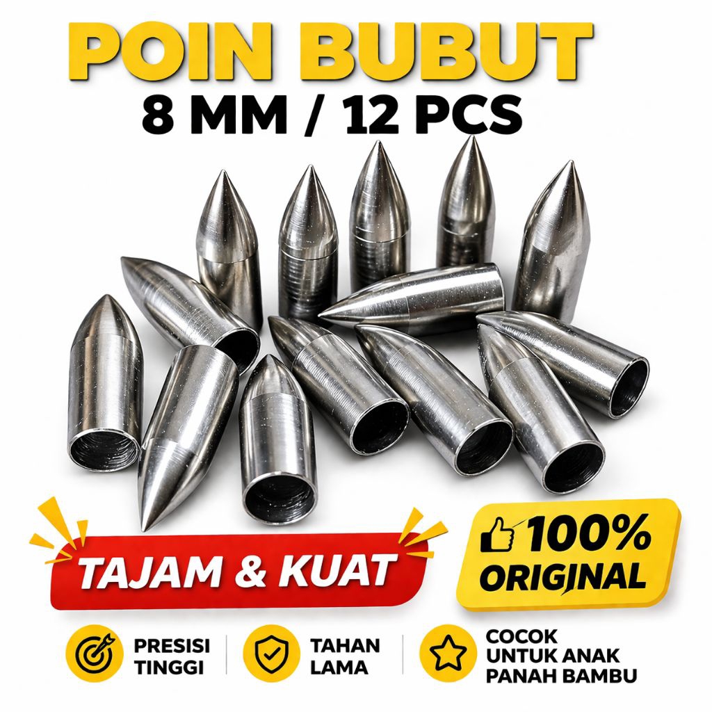 Poin Arrow Bubut 8 mm / 12 pcs olahraga panahan tradisional
