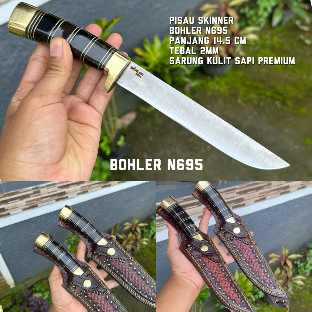 Pisau Dapur Baja bohler n695 Terbaik sarung kulit sapi