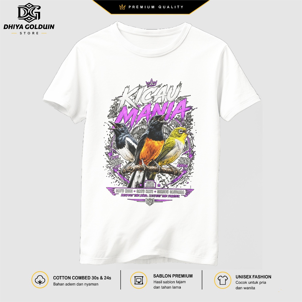 Kaos Kicau Mania Dewasa Pria Original Sablon Distro Baju Kicau Mania Lengan Pendek