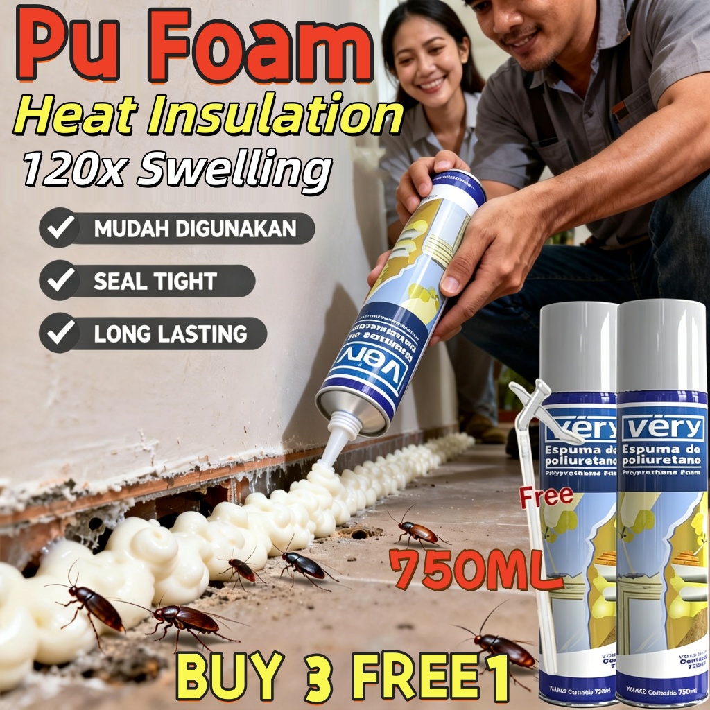 750ML pu foam sealant spray waterproof foam pu  spray sealant tembok fu foam spray